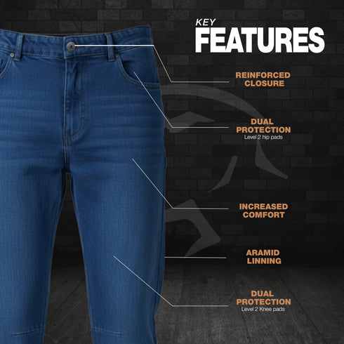 Armored Motorcycle Jeans | Dark Blue |  Aramid Protection & CE approved protection